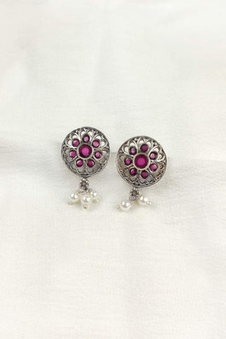 silver flower stud earrings