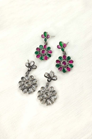 hanging flower earrings - Johny Silver