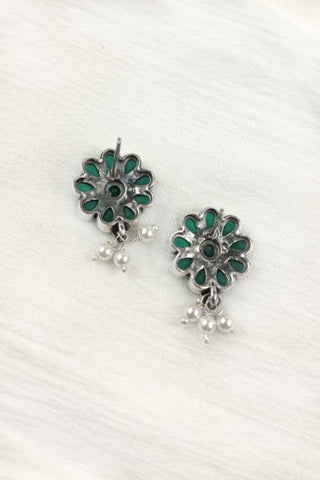 mint green flower earrings - Johny Silver