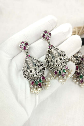oxidised temple earrings